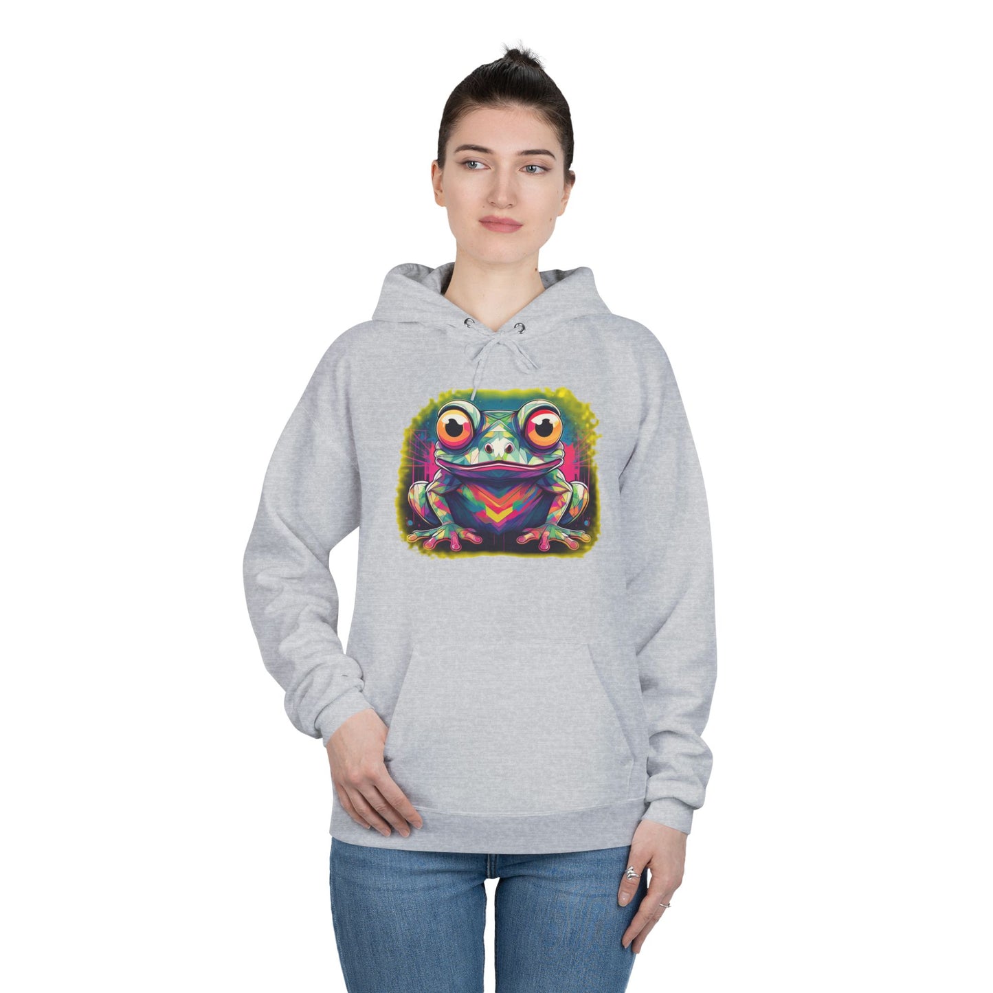 Geo Neon Tree Frog Hoodie | Cute Frog Gift | Nature Lover Sweatshirt | Eco Hoodie | Pacific NW Gear Co