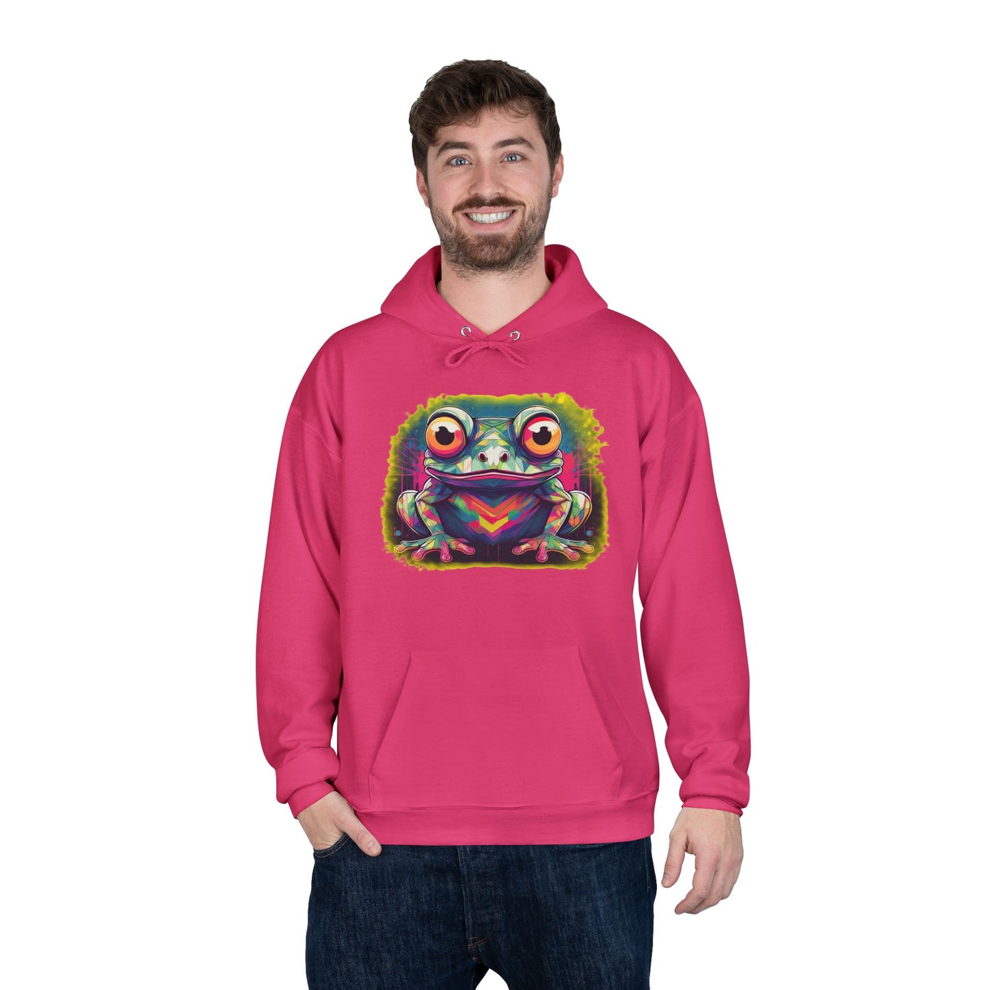 Geo Neon Tree Frog Hoodie | Cute Frog Gift | Nature Lover Sweatshirt | Eco Hoodie | Pacific NW Gear Co
