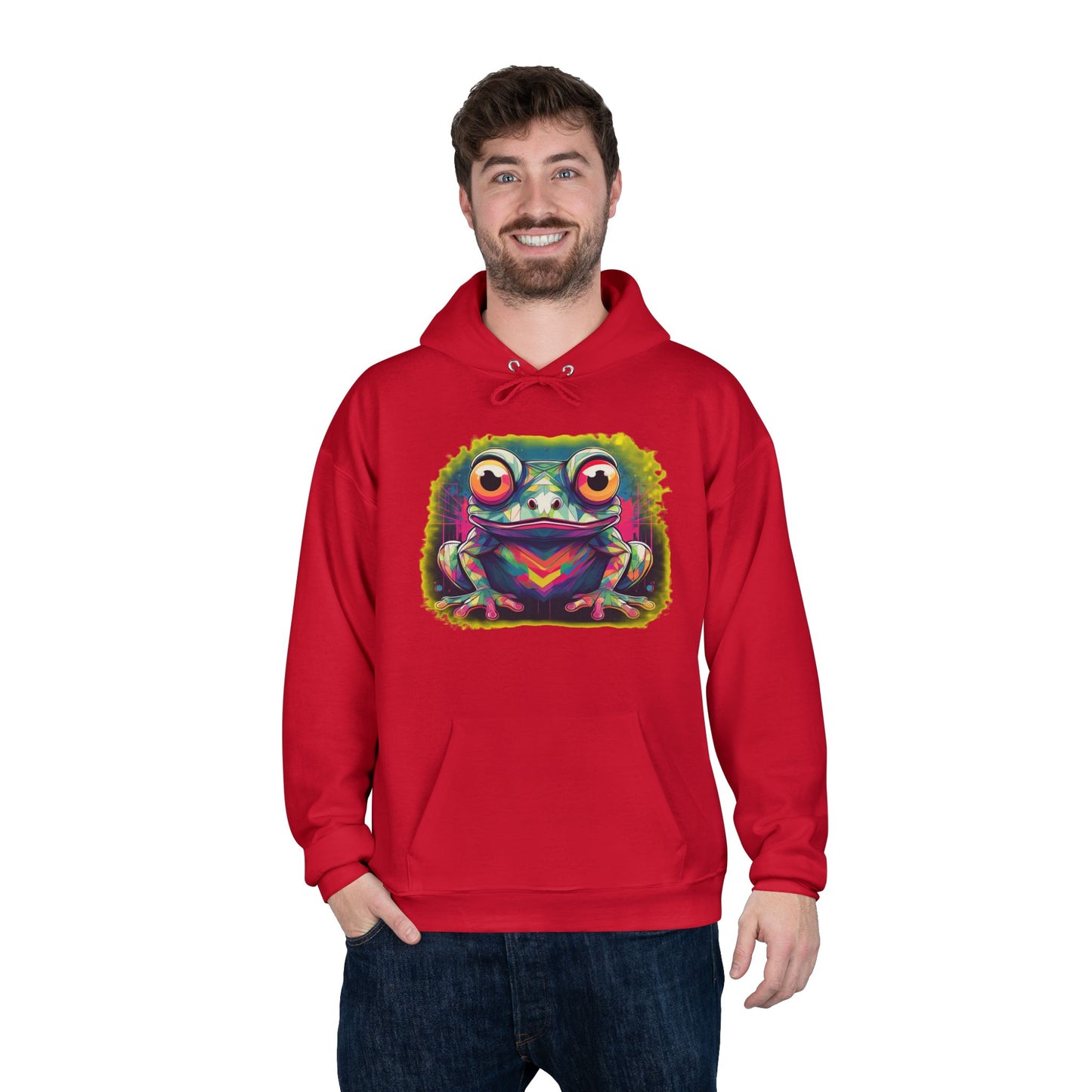Geo Neon Tree Frog Hoodie | Cute Frog Gift | Nature Lover Sweatshirt | Eco Hoodie | Pacific NW Gear Co