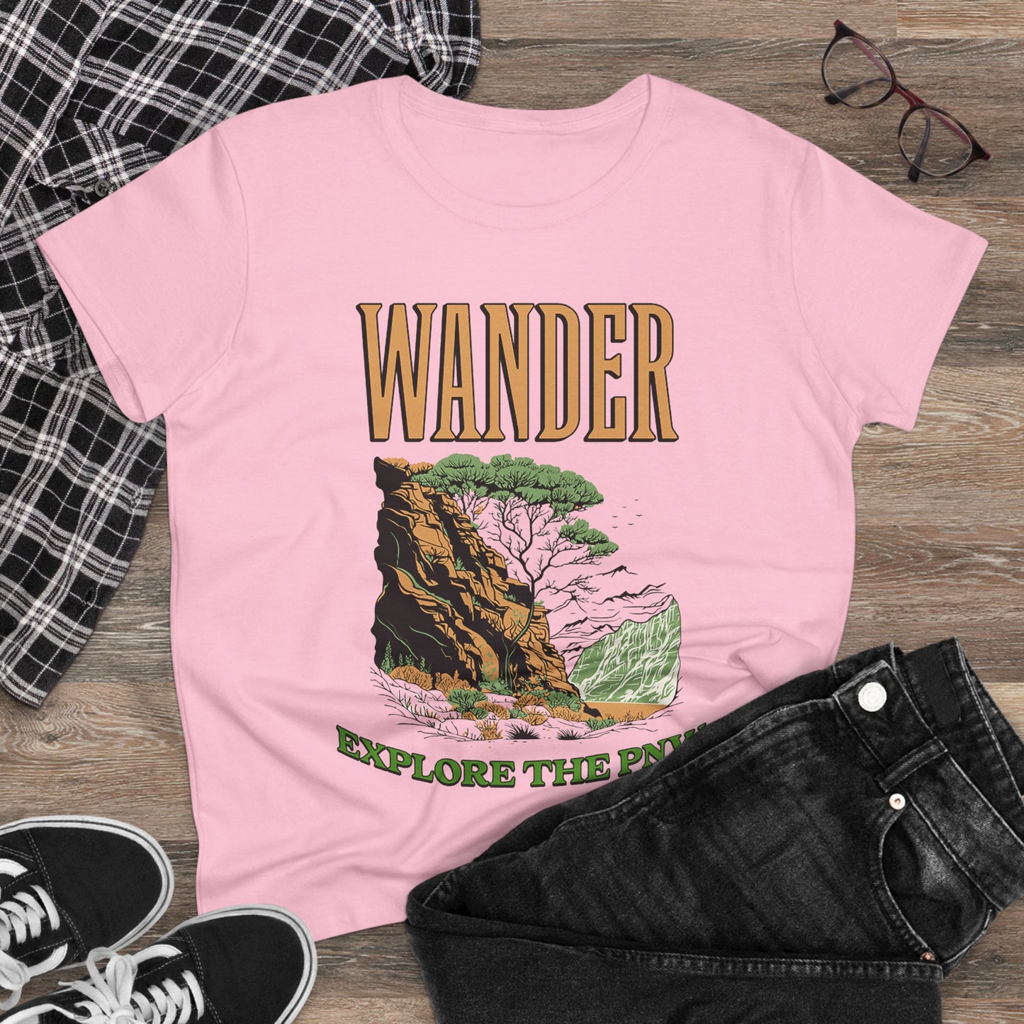 WAnder explORe Women's Shirt | Nature Lover Tee | Hiking Top | Wanderlust Gift | Adventure Graphic Tee | PNW Style | Pacific NW Gear Co