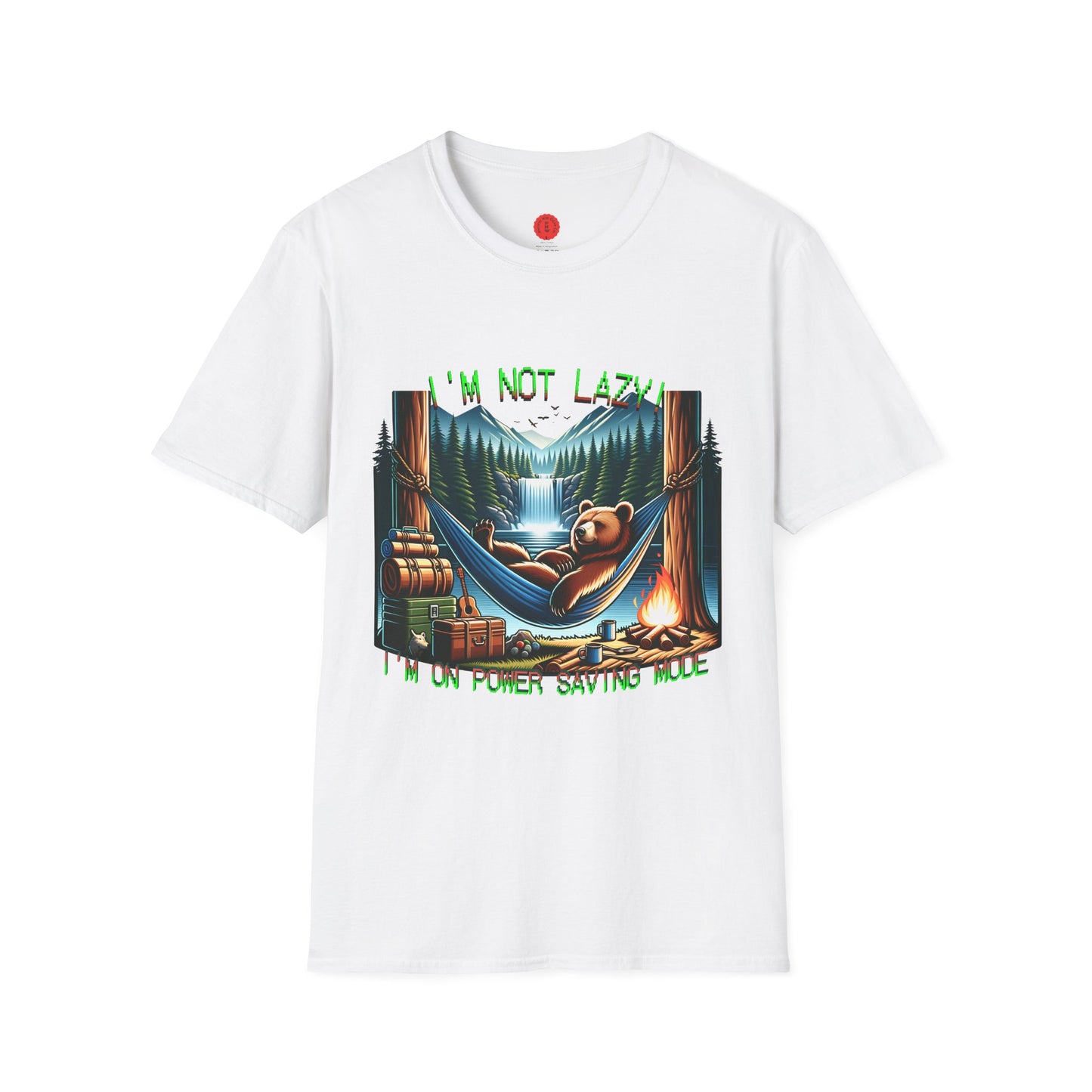 Lazy Bear Camp Tee | Funny Bear Shirt | I'm Not Lazy, I'm On Power Saving Mode! | Relaxed Fit Tee | Pacific NW Gear Co.