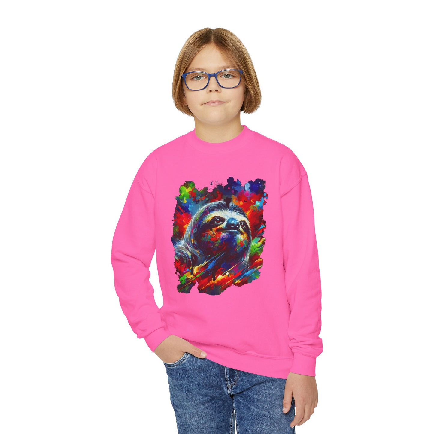 Happy Sloth Sweatshirt | Kids' Graphic Sweater | Colorful Youth Clothing | Sloth Gift | Pacific NW Gear Co