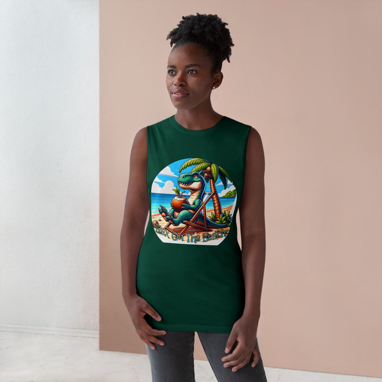 Rex On The Beach Tank Top | Funny T-Rex Shirt | Beach Vacation Tee | Dinosaur Gift | Pacific NW Gear Co.