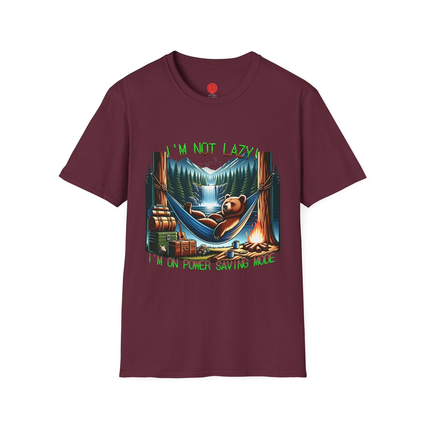 Lazy Bear Camp Tee | Funny Bear Shirt | I'm Not Lazy, I'm On Power Saving Mode! | Relaxed Fit Tee | Pacific NW Gear Co.
