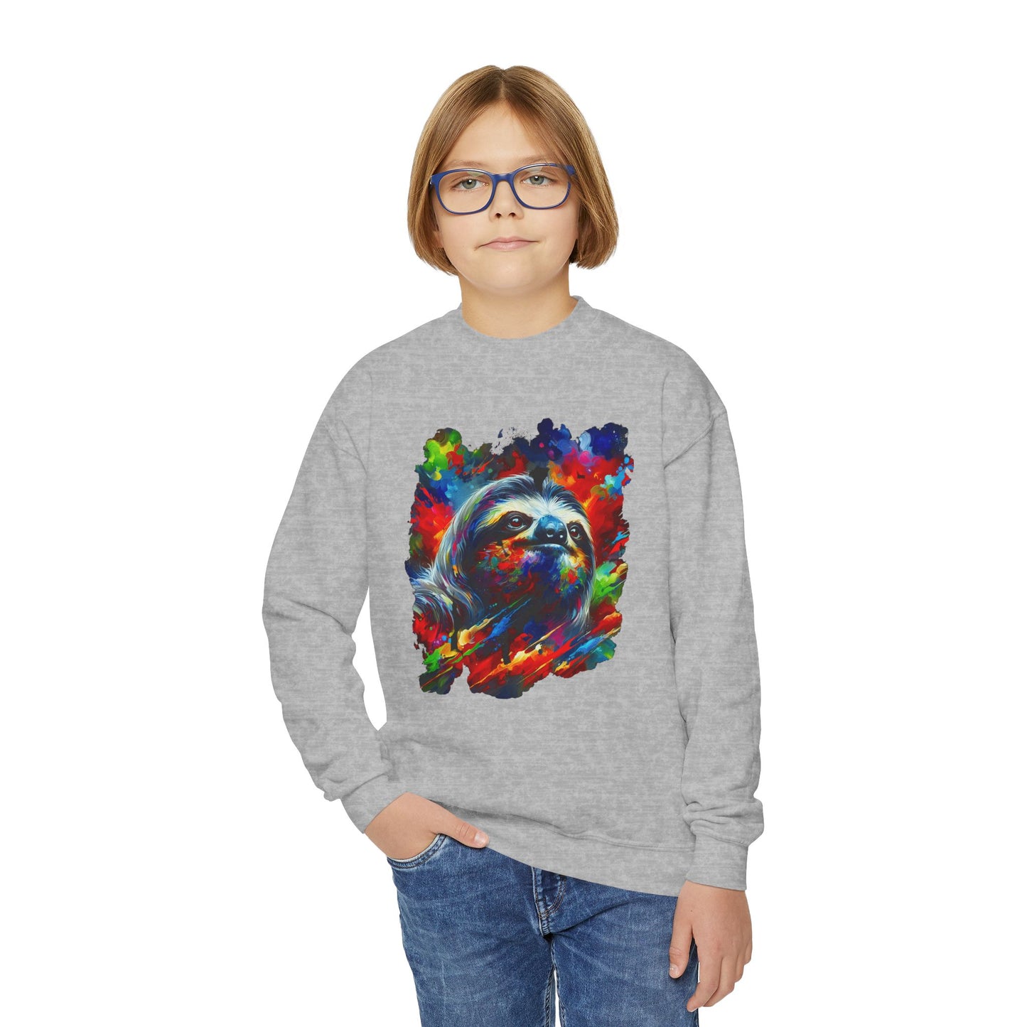 Happy Sloth Sweatshirt | Kids' Graphic Sweater | Colorful Youth Clothing | Sloth Gift | Pacific NW Gear Co