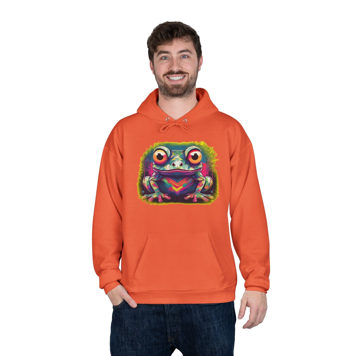 Geo Neon Tree Frog Hoodie | Cute Frog Gift | Nature Lover Sweatshirt | Eco Hoodie | Pacific NW Gear Co