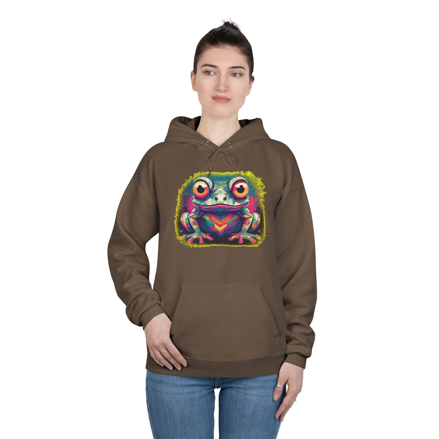 Geo Neon Tree Frog Hoodie | Cute Frog Gift | Nature Lover Sweatshirt | Eco Hoodie | Pacific NW Gear Co