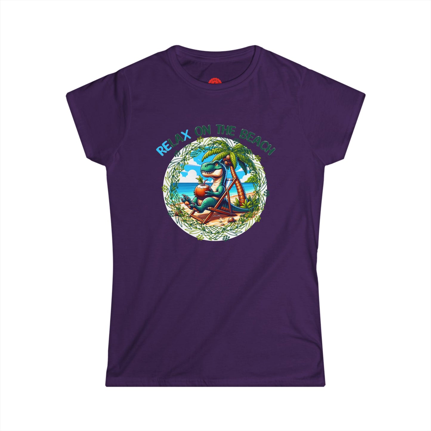 Relaxing Rex Beach Tee | Funny T-Rex Shirt | Women's Summer T-Shirt | Vacation Gift | Pacific NW Gear Co
