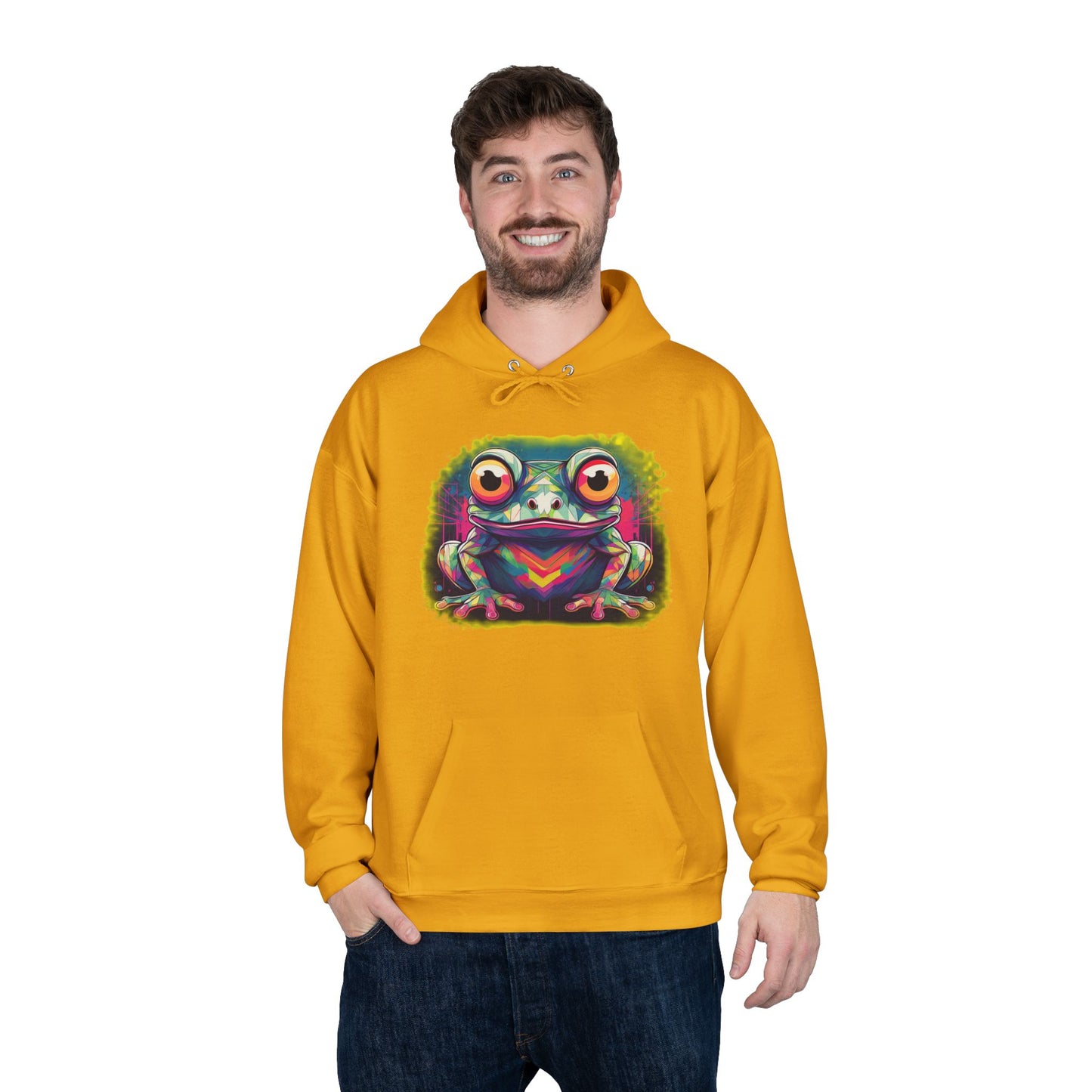 Geo Neon Tree Frog Hoodie | Cute Frog Gift | Nature Lover Sweatshirt | Eco Hoodie | Pacific NW Gear Co