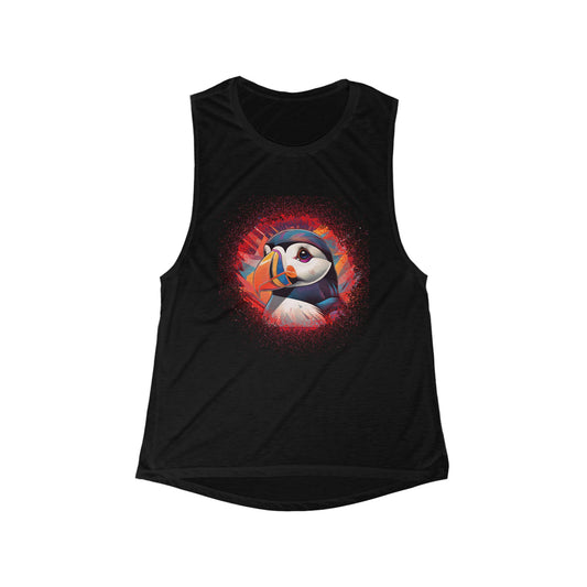Pretty Puffin Tank Top | Women's Flowy Tee | Cute Puffin Gift | Beach Tank | Pacific NW Gear Co