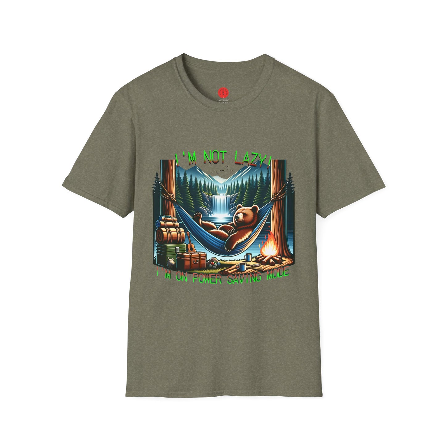 Lazy Bear Camp Tee | Funny Bear Shirt | I'm Not Lazy, I'm On Power Saving Mode! | Relaxed Fit Tee | Pacific NW Gear Co.