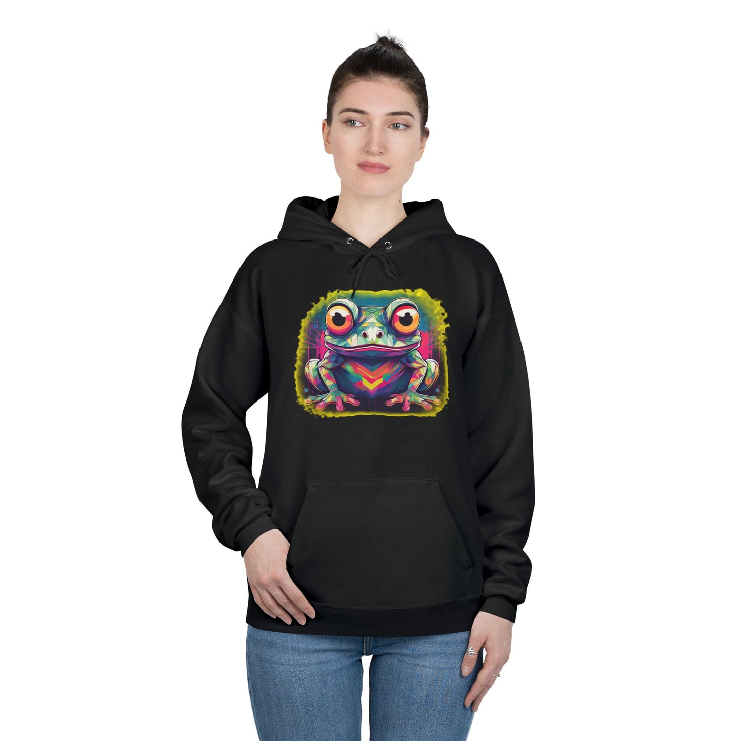 Geo Neon Tree Frog Hoodie | Cute Frog Gift | Nature Lover Sweatshirt | Eco Hoodie | Pacific NW Gear Co