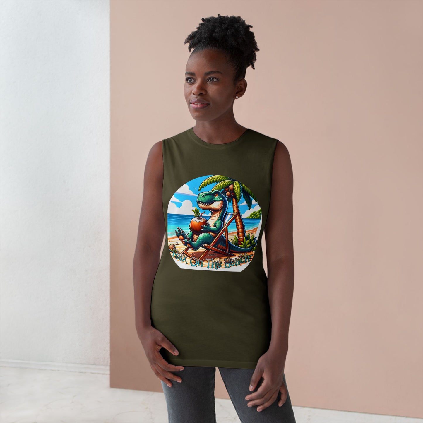Rex On The Beach Tank Top | Funny T-Rex Shirt | Beach Vacation Tee | Dinosaur Gift | Pacific NW Gear Co.
