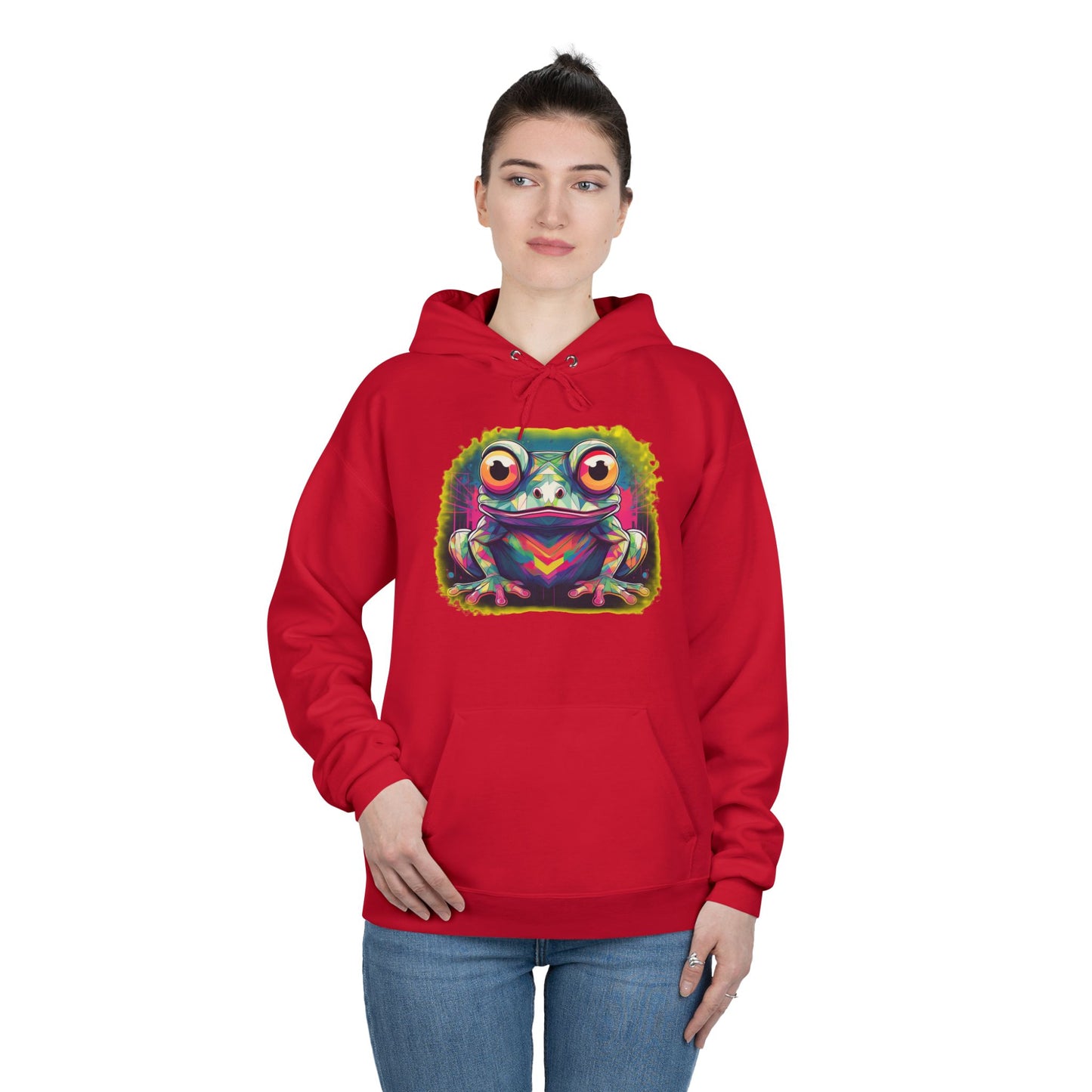 Geo Neon Tree Frog Hoodie | Cute Frog Gift | Nature Lover Sweatshirt | Eco Hoodie | Pacific NW Gear Co