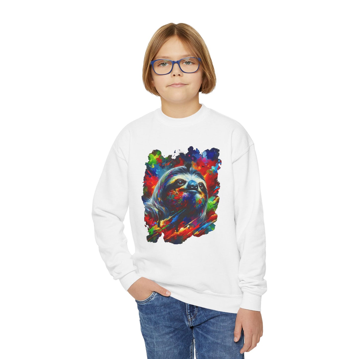 Happy Sloth Sweatshirt | Kids' Graphic Sweater | Colorful Youth Clothing | Sloth Gift | Pacific NW Gear Co