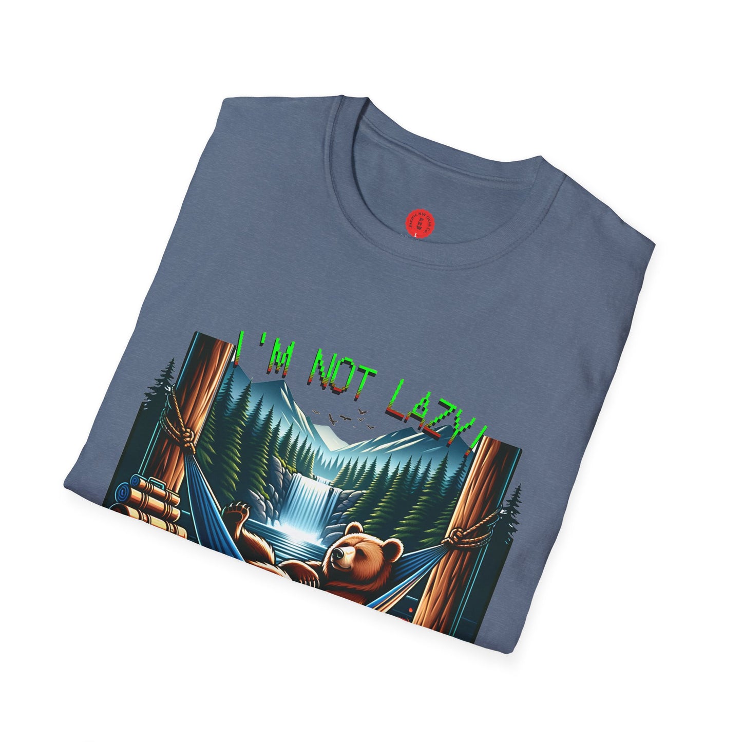 Lazy Bear Camp Tee | Funny Bear Shirt | I'm Not Lazy, I'm On Power Saving Mode! | Relaxed Fit Tee | Pacific NW Gear Co.