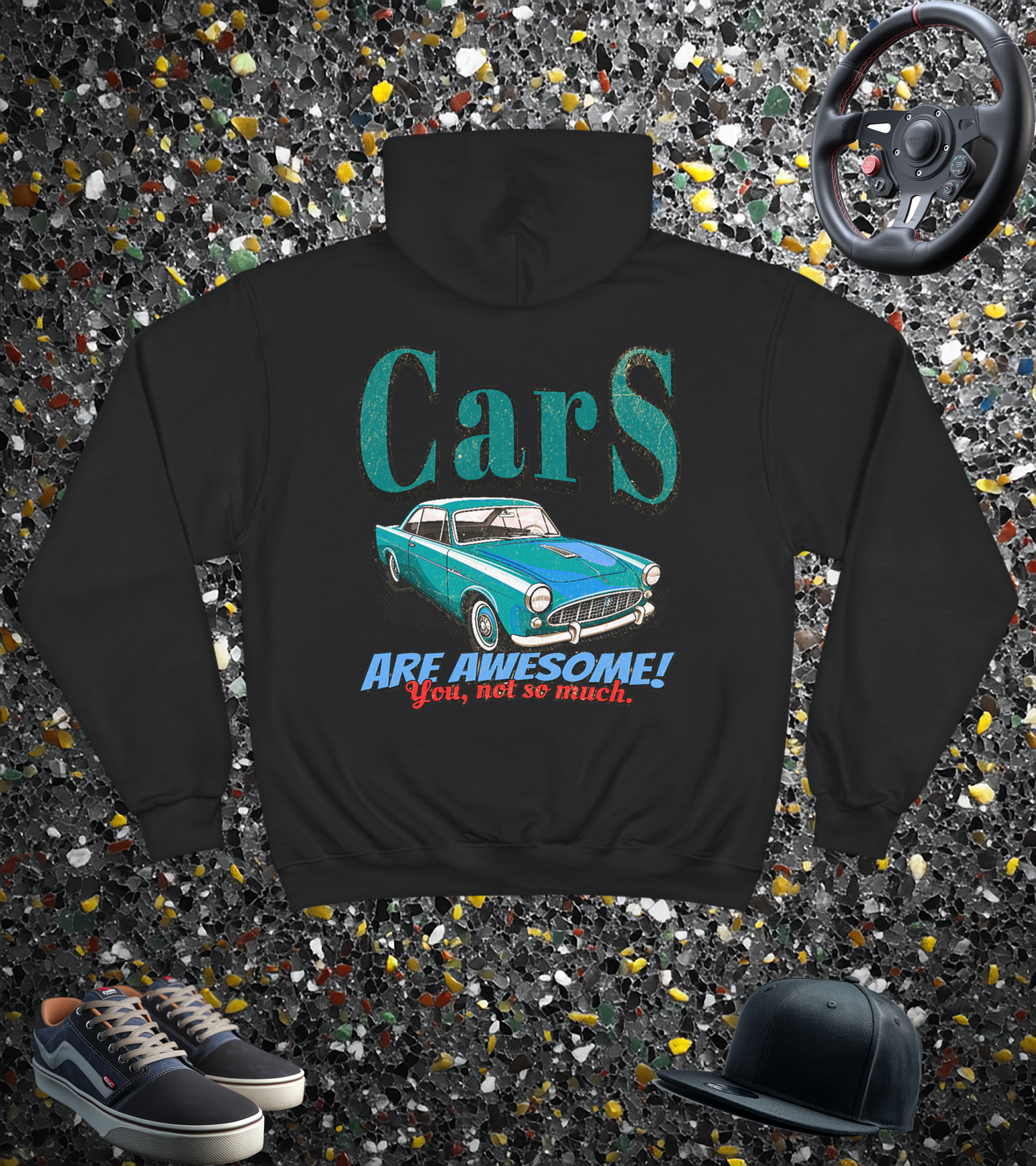 Car's Are Awesome- You Not So Much! Champion Hoodie | Vintage Car Gift | Automotive Sweatshirt | Pacific NW Gear Co