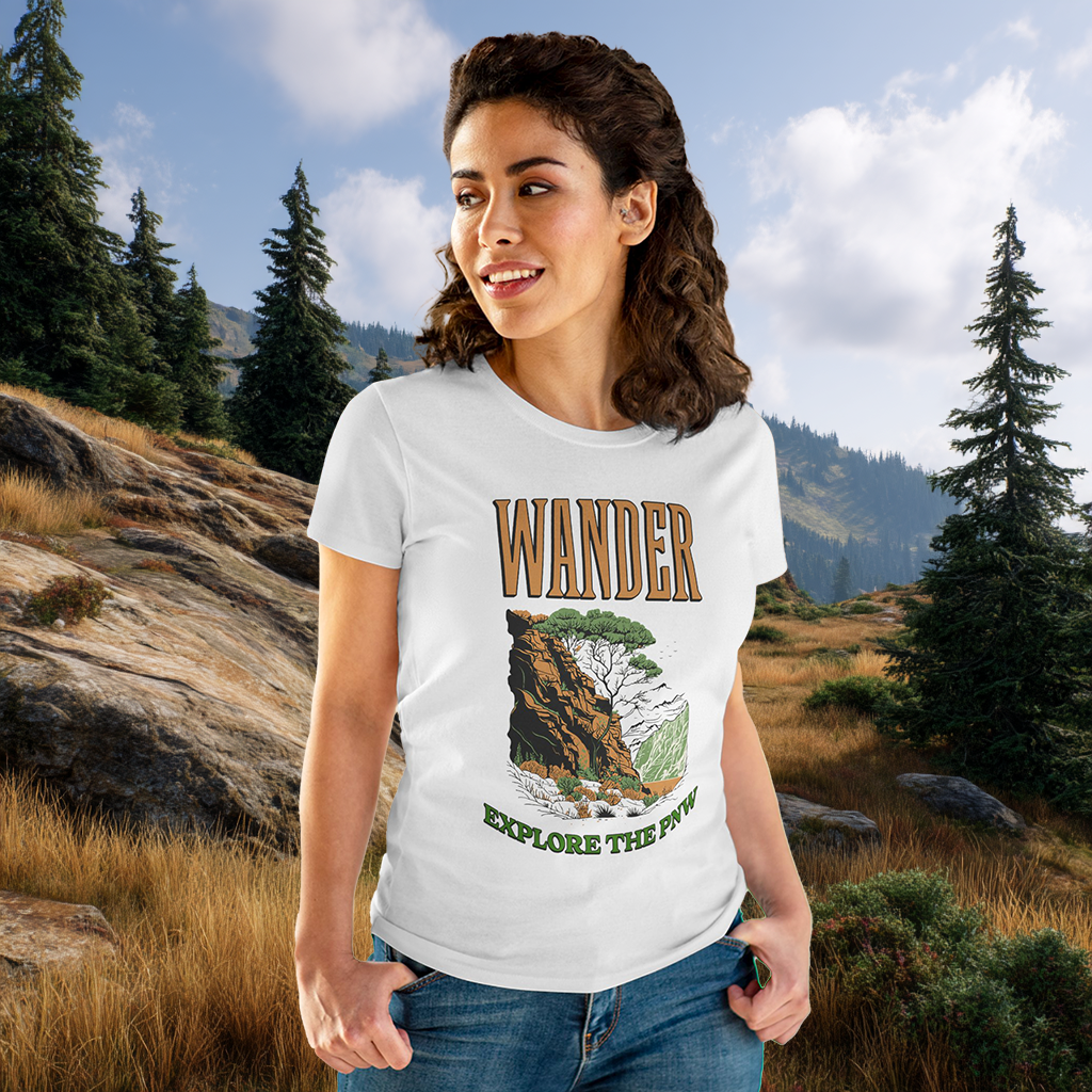 WAnder explORe Women's Shirt | Nature Lover Tee | Hiking Top | Wanderlust Gift | Adventure Graphic Tee | PNW Style | Pacific NW Gear Co