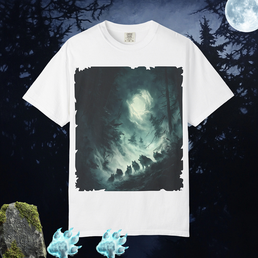 The Ghostly Howl T-Shirt | Spirit Wolf Tee | Phantom Wolf Graphic | Unisex Garment-Dyed | By Pacific NW Gear Co.