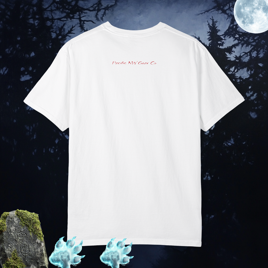 The Ghostly Howl T-Shirt | Spirit Wolf Tee | Phantom Wolf Graphic | Unisex Garment-Dyed | By Pacific NW Gear Co.