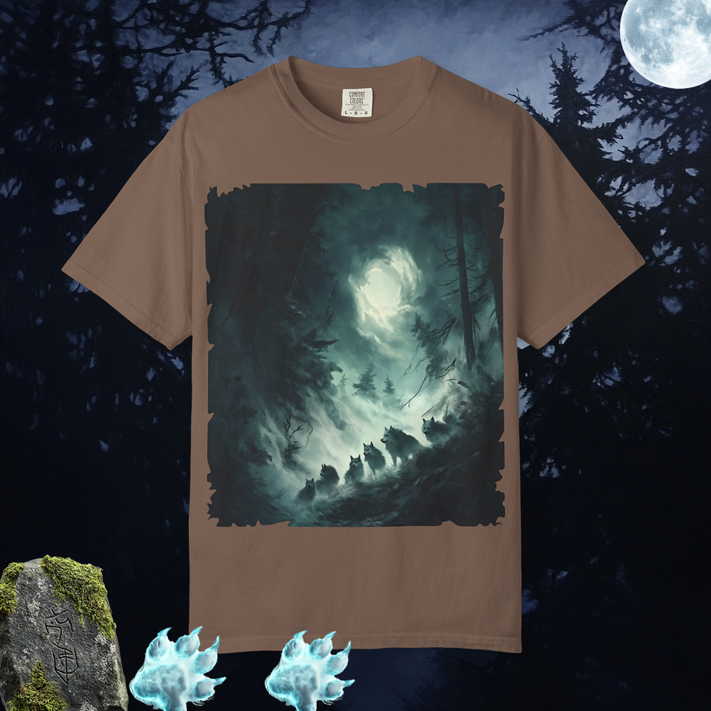 The Ghostly Howl T-Shirt | Spirit Wolf Tee | Phantom Wolf Graphic | Unisex Garment-Dyed | By Pacific NW Gear Co.