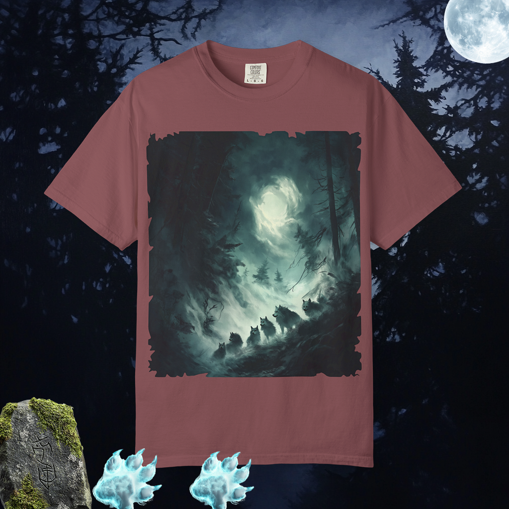 The Ghostly Howl T-Shirt | Spirit Wolf Tee | Phantom Wolf Graphic | Unisex Garment-Dyed | By Pacific NW Gear Co.
