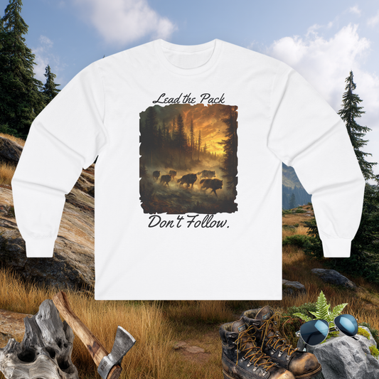Leader of the Pack- Long Sleeve Tee | Wolf Pack Graphic | Unisex Adventure Shirt | Animal Graphic | Pacific NW Gear Co.