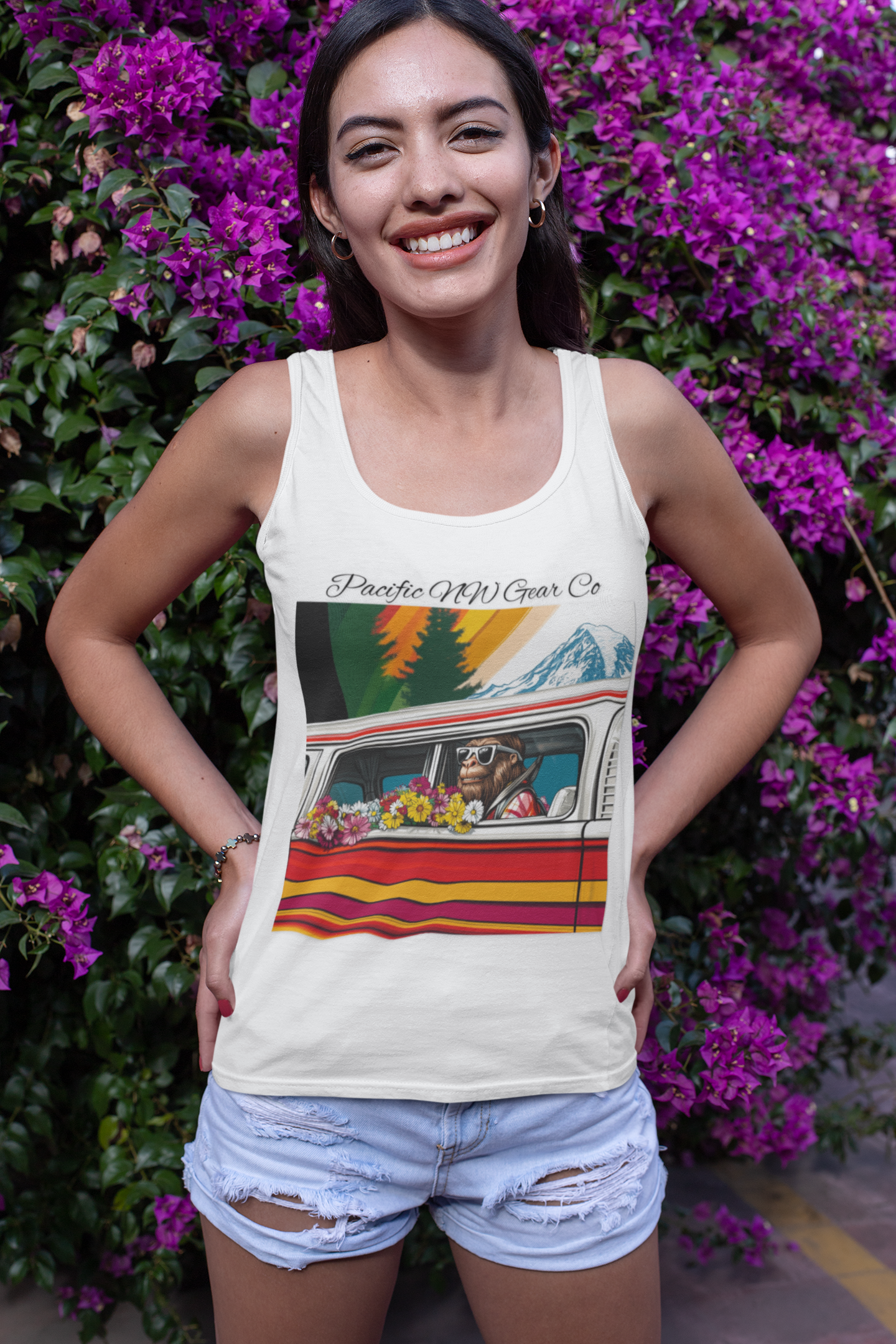 PNW Tourist Sasquatch- Tank Top | Cryptid Design | Legendary Creature | 100% US Cotton | Relaxed Fit | Pacific NW Gear Co.
