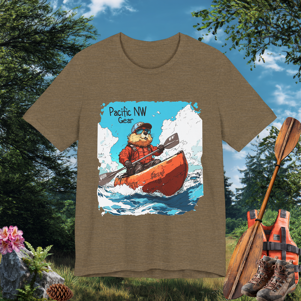 Pacy The Kayaker! | Pacific NW Otter T-Shirt | Outdoor Adventure Tee | Nature Tee | Pacific NW Gear Co