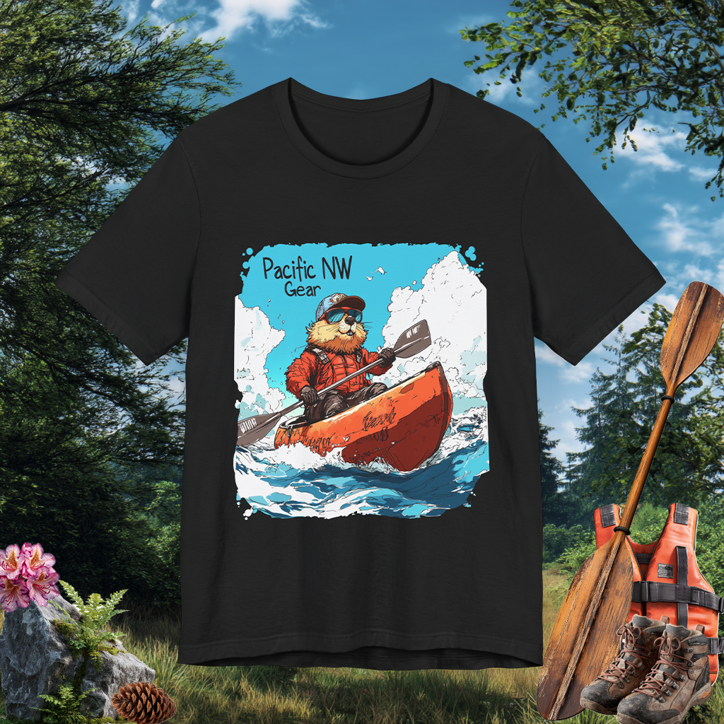 Pacy The Kayaker! | Pacific NW Otter T-Shirt | Outdoor Adventure Tee | Nature Tee | Pacific NW Gear Co