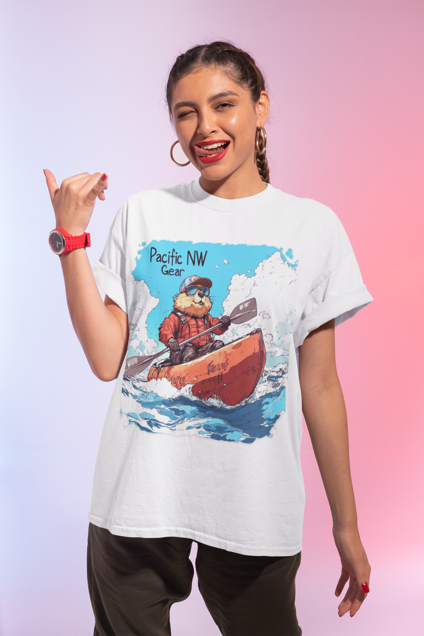 Pacy The Kayaker! | Pacific NW Otter T-Shirt | Outdoor Adventure Tee | Nature Tee | Pacific NW Gear Co