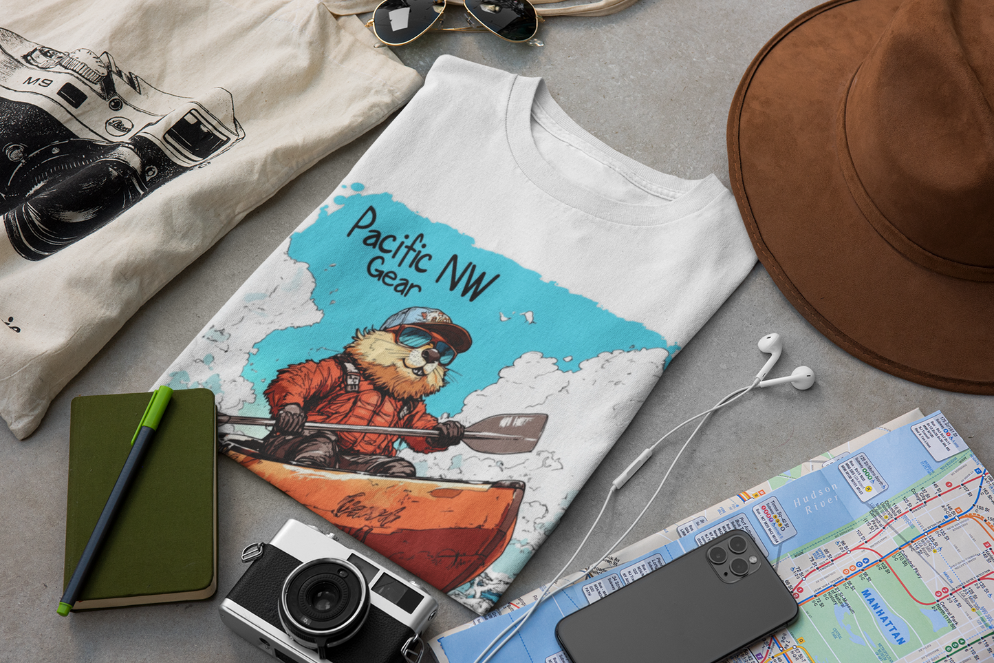 Pacy The Kayaker! | Pacific NW Otter T-Shirt | Outdoor Adventure Tee | Nature Tee | Pacific NW Gear Co
