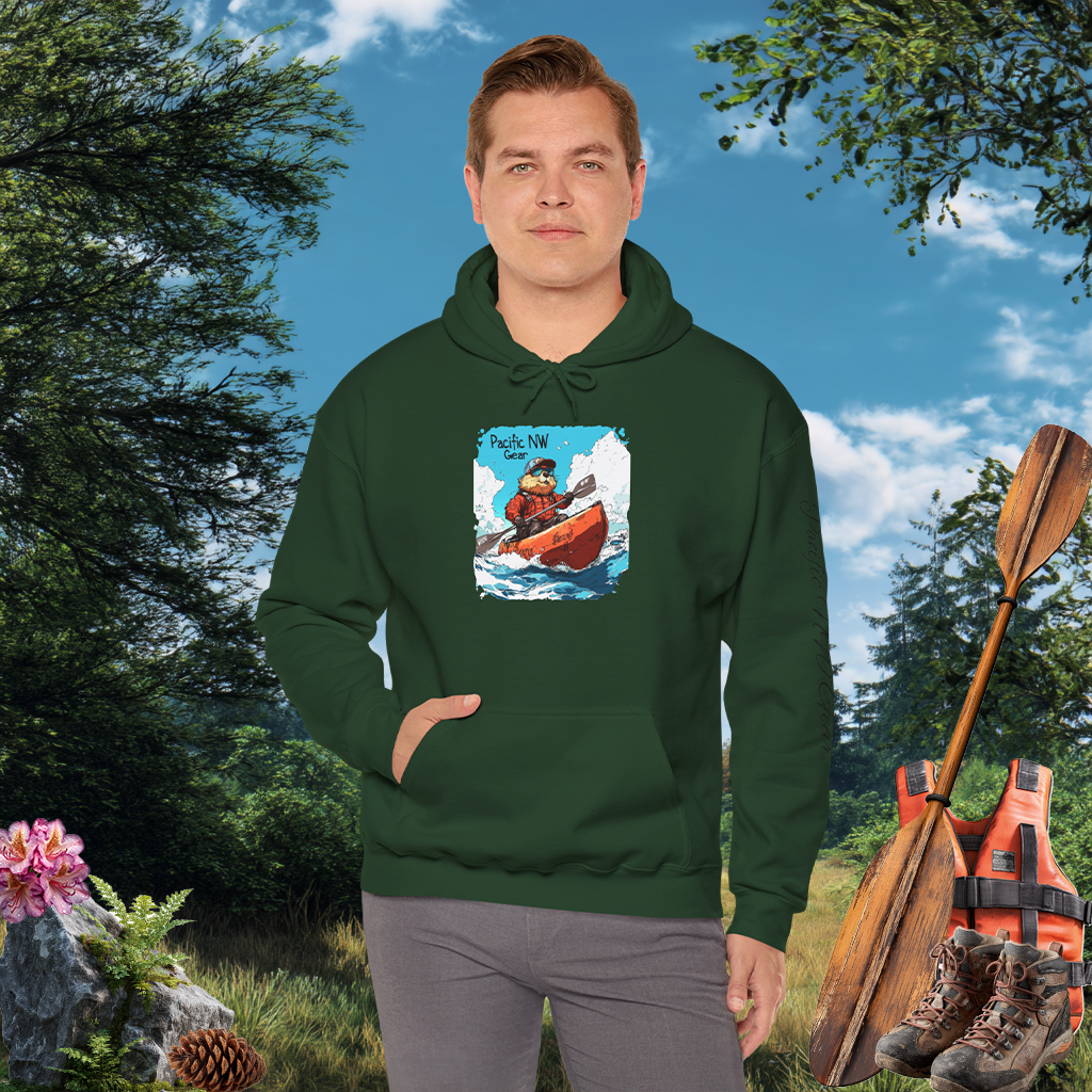 Pacy The Kayaker! | Pacific NW Otter Sweater | Outdoor Adventure Hoodie | Nature Design | Pacific NW Gear Co