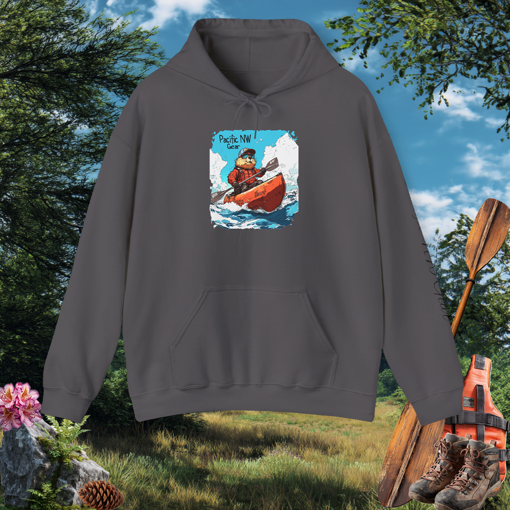 Pacy The Kayaker! | Pacific NW Otter Sweater | Outdoor Adventure Hoodie | Nature Design | Pacific NW Gear Co