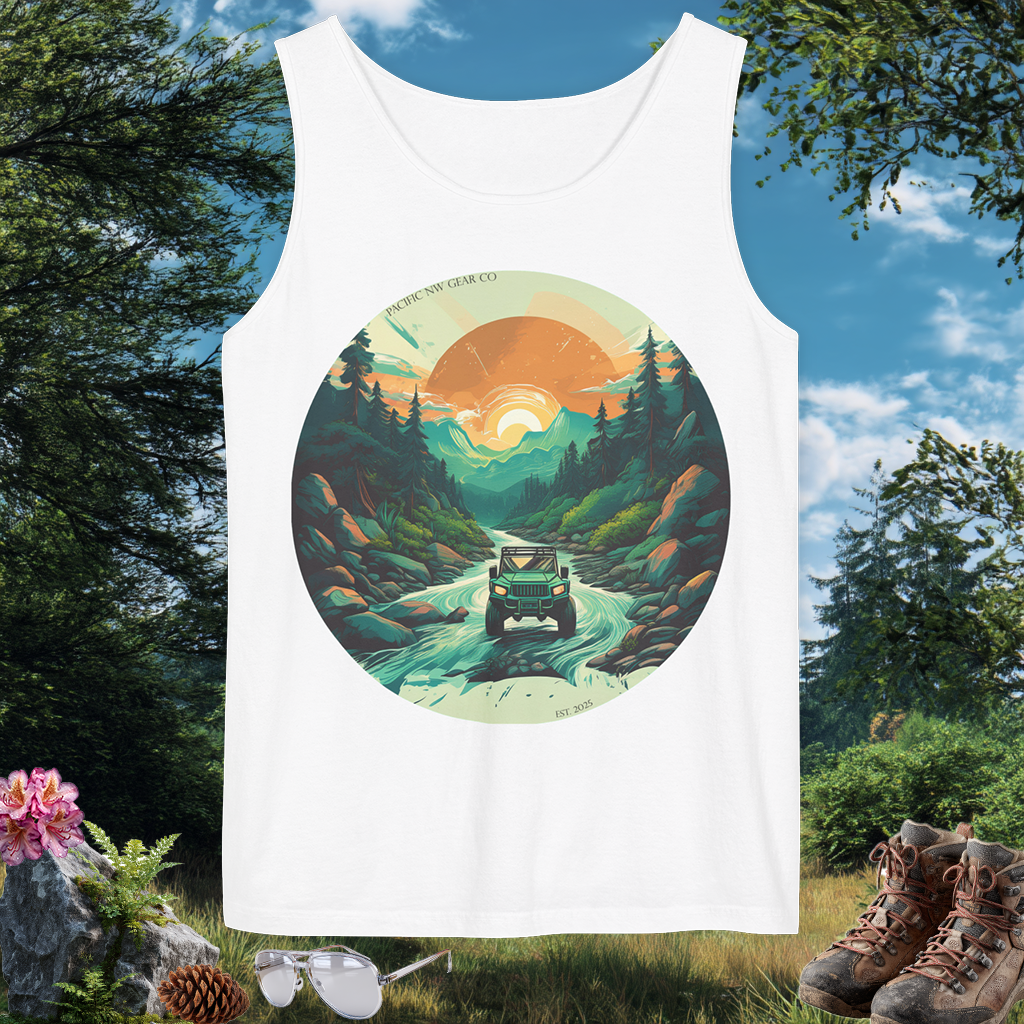 River Bend Tank | PNW Off-Road Adventure Top | Eco-Friendly Unisex Tank Top | Pacific NW Gear Co