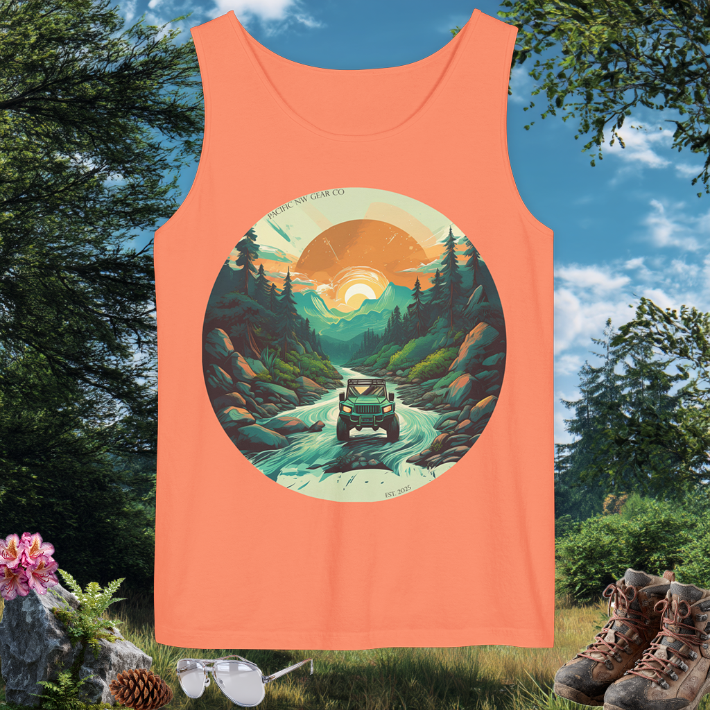 River Bend Tank | PNW Off-Road Adventure Top | Eco-Friendly Unisex Tank Top | Pacific NW Gear Co