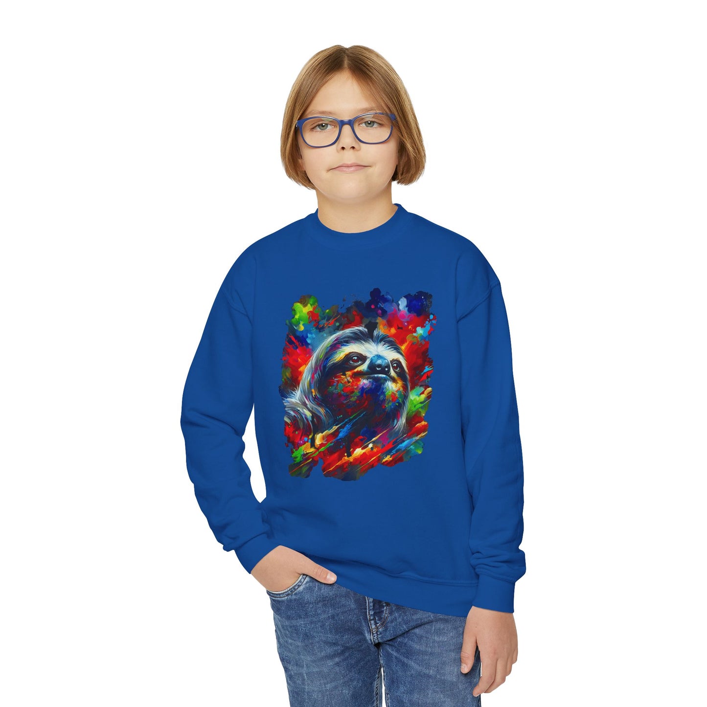 Happy Sloth Sweatshirt | Kids' Graphic Sweater | Colorful Youth Clothing | Sloth Gift | Pacific NW Gear Co