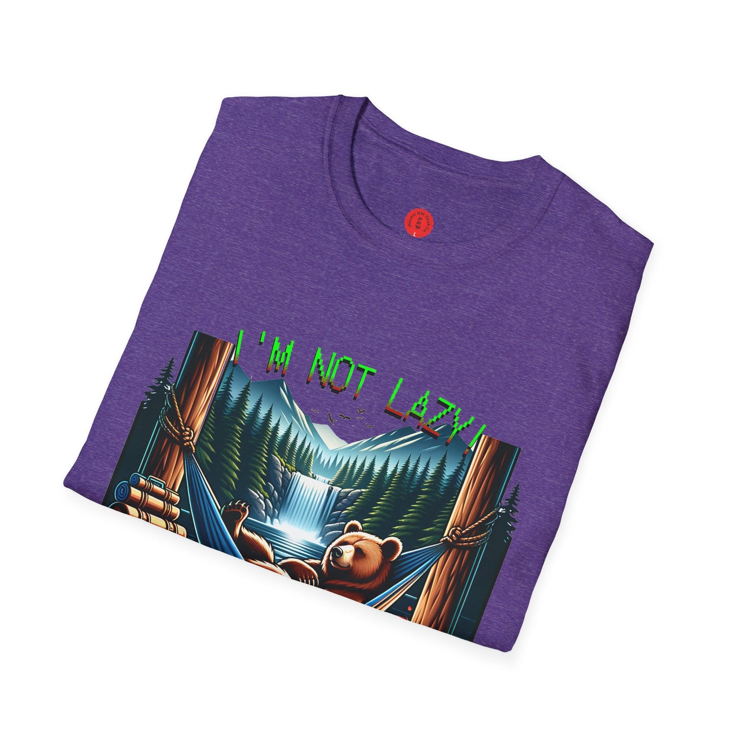 Lazy Bear Camp Tee | Funny Bear Shirt | I'm Not Lazy, I'm On Power Saving Mode! | Relaxed Fit Tee | Pacific NW Gear Co.