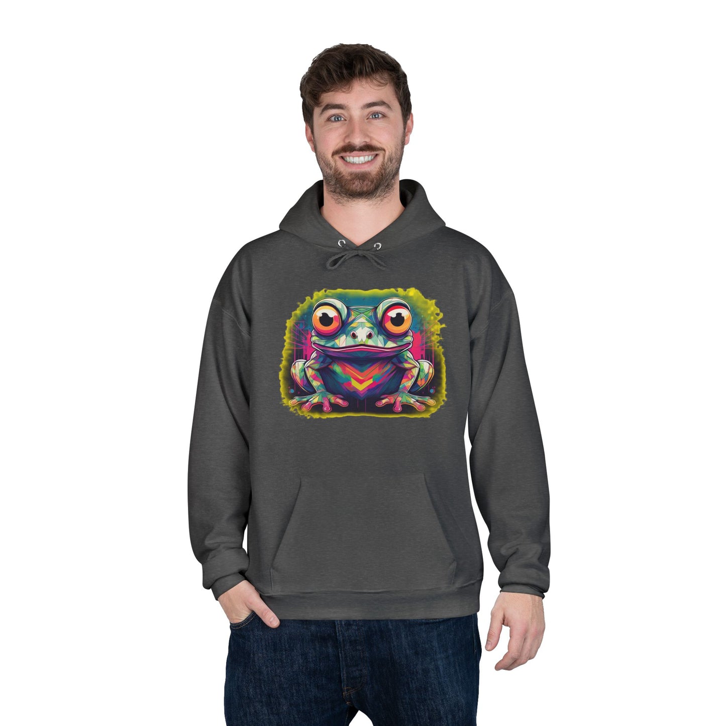Geo Neon Tree Frog Hoodie | Cute Frog Gift | Nature Lover Sweatshirt | Eco Hoodie | Pacific NW Gear Co