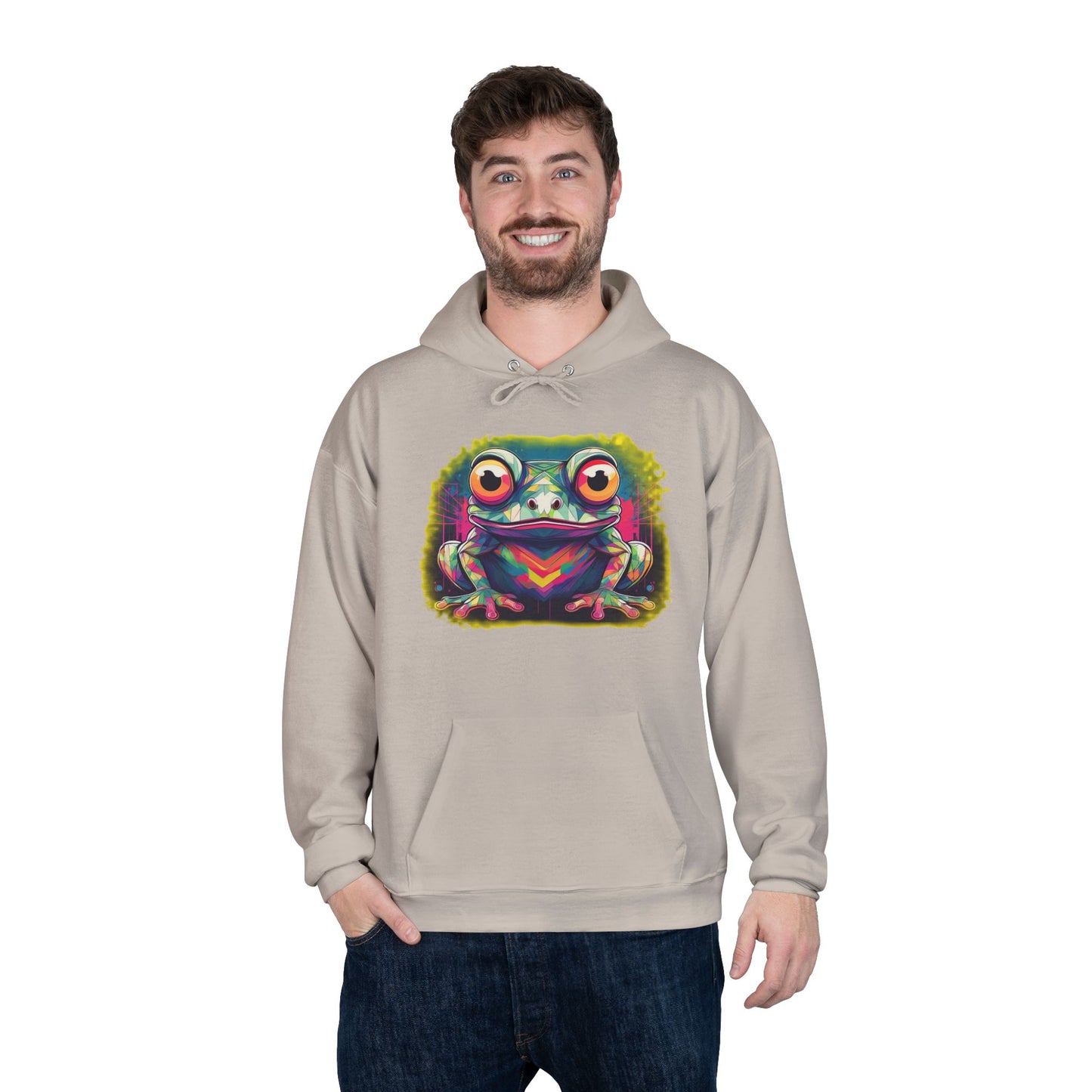 Geo Neon Tree Frog Hoodie | Cute Frog Gift | Nature Lover Sweatshirt | Eco Hoodie | Pacific NW Gear Co