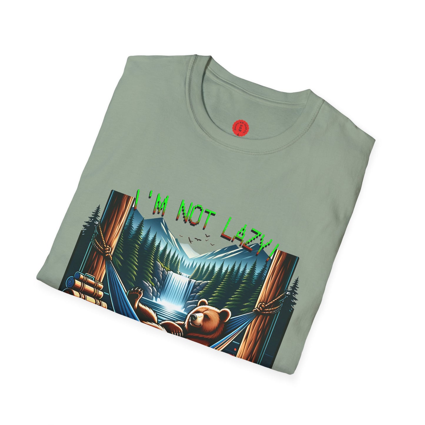 Lazy Bear Camp Tee | Funny Bear Shirt | I'm Not Lazy, I'm On Power Saving Mode! | Relaxed Fit Tee | Pacific NW Gear Co.