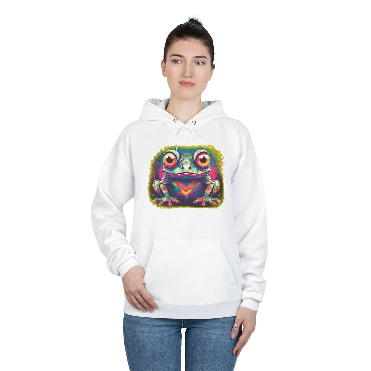 Geo Neon Tree Frog Hoodie | Cute Frog Gift | Nature Lover Sweatshirt | Eco Hoodie | Pacific NW Gear Co