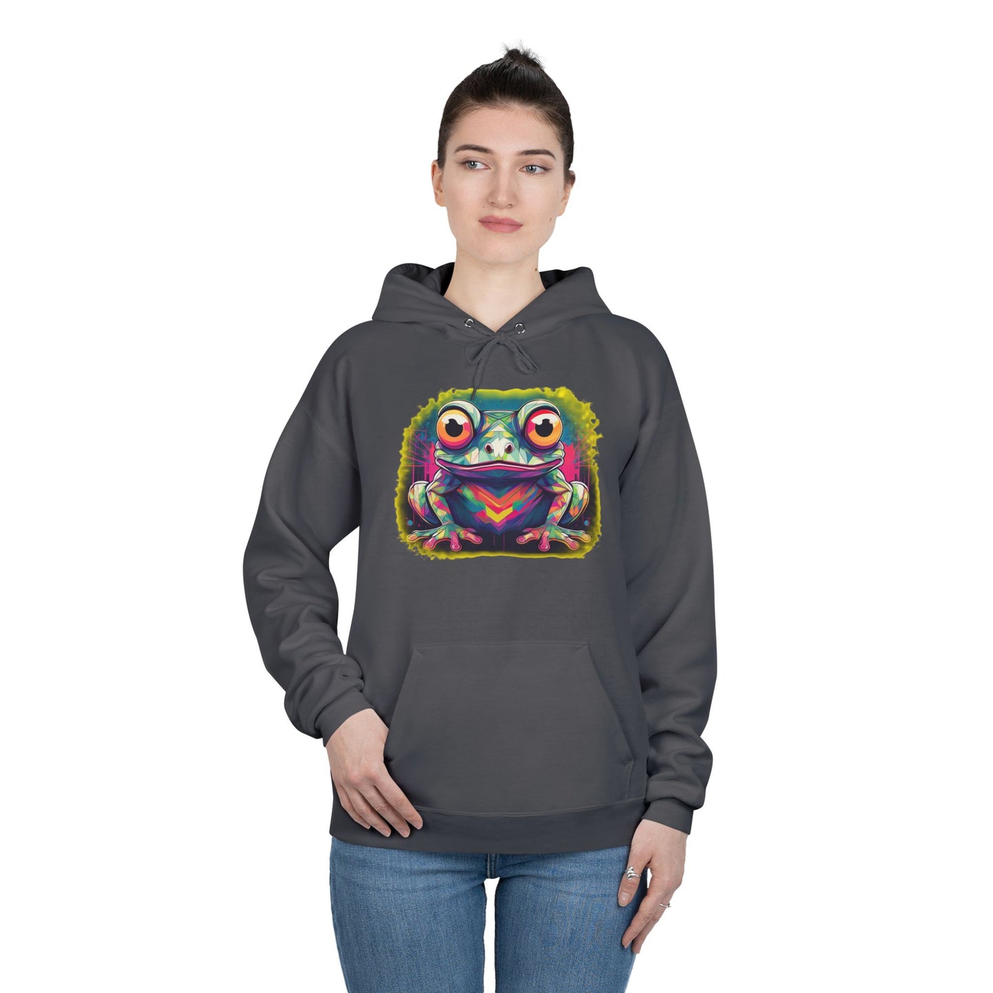 Geo Neon Tree Frog Hoodie | Cute Frog Gift | Nature Lover Sweatshirt | Eco Hoodie | Pacific NW Gear Co