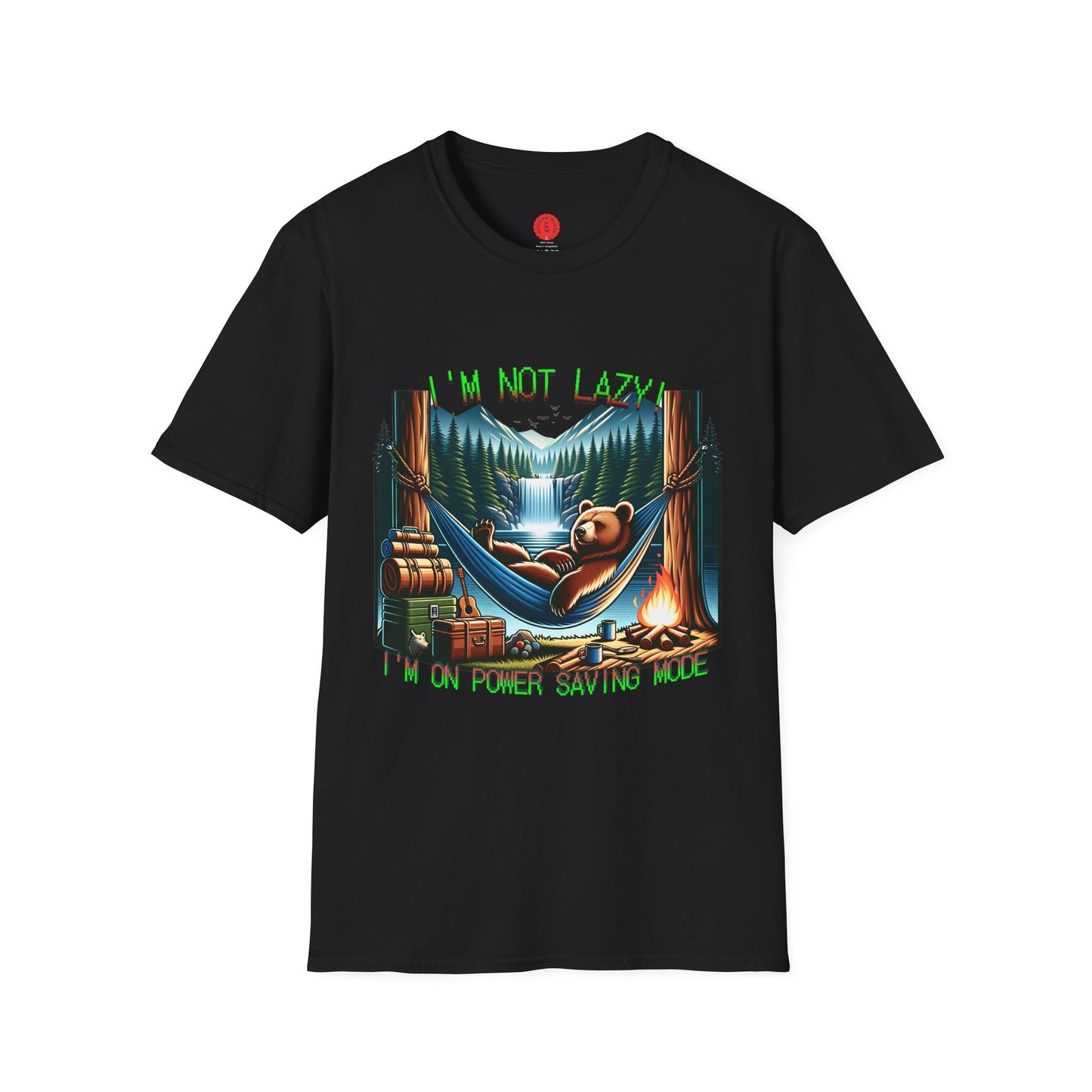 Lazy Bear Camp Tee | Funny Bear Shirt | I'm Not Lazy, I'm On Power Saving Mode! | Relaxed Fit Tee | Pacific NW Gear Co.