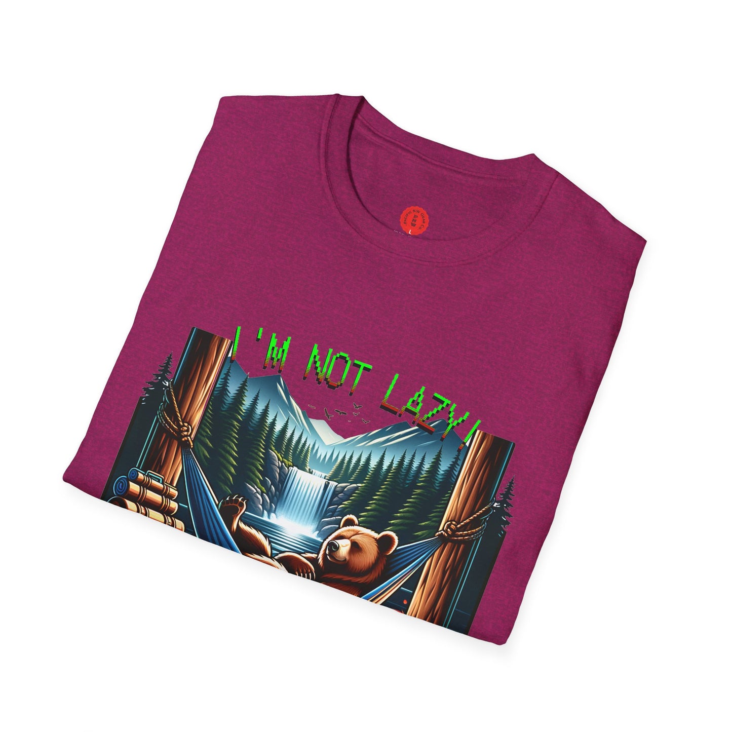 Lazy Bear Camp Tee | Funny Bear Shirt | I'm Not Lazy, I'm On Power Saving Mode! | Relaxed Fit Tee | Pacific NW Gear Co.