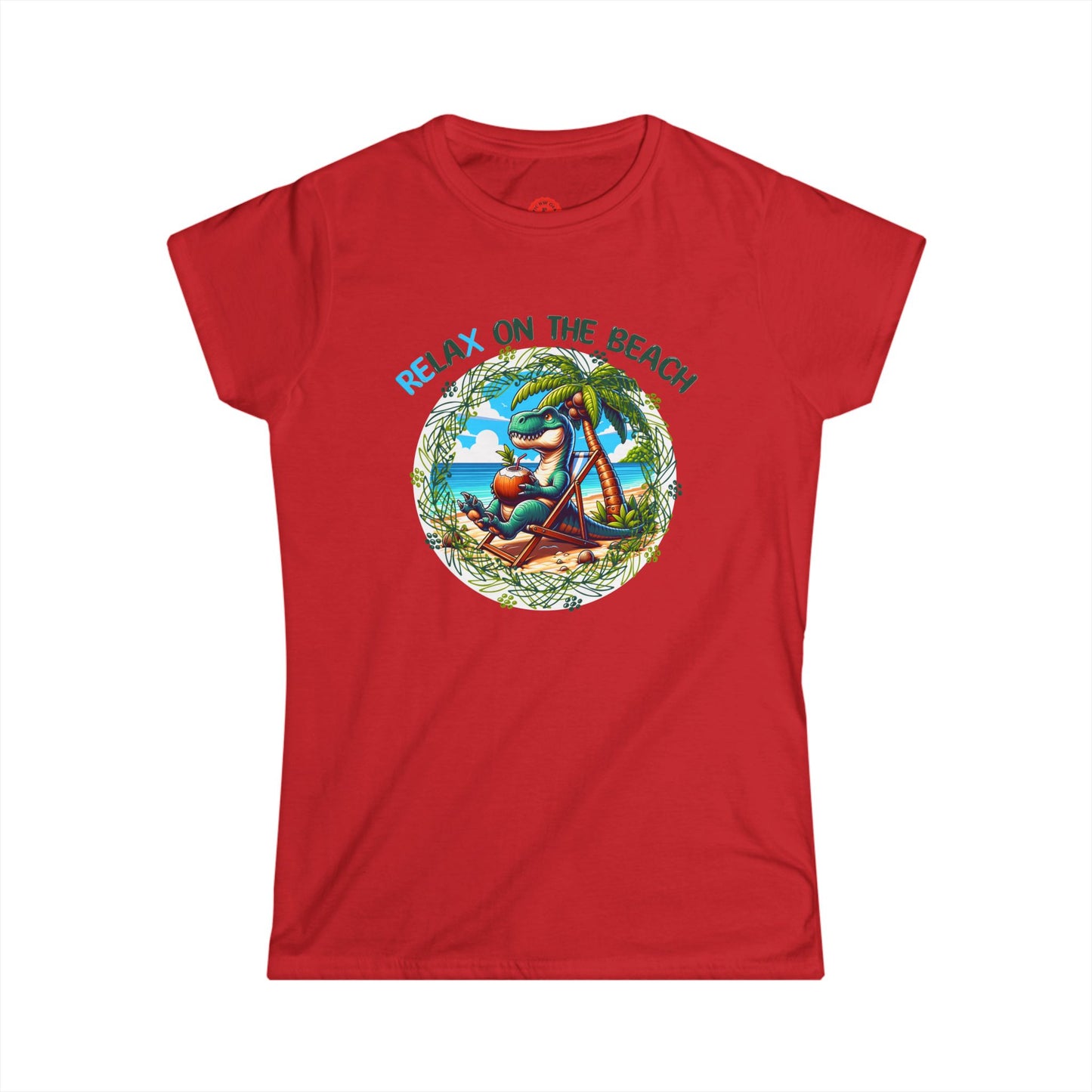 Relaxing Rex Beach Tee | Funny T-Rex Shirt | Women's Summer T-Shirt | Vacation Gift | Pacific NW Gear Co