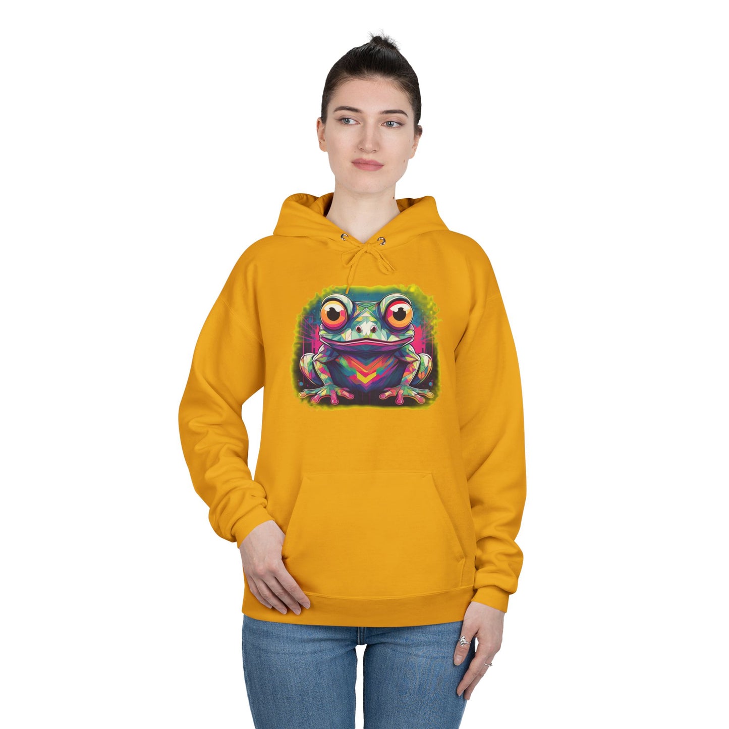 Geo Neon Tree Frog Hoodie | Cute Frog Gift | Nature Lover Sweatshirt | Eco Hoodie | Pacific NW Gear Co