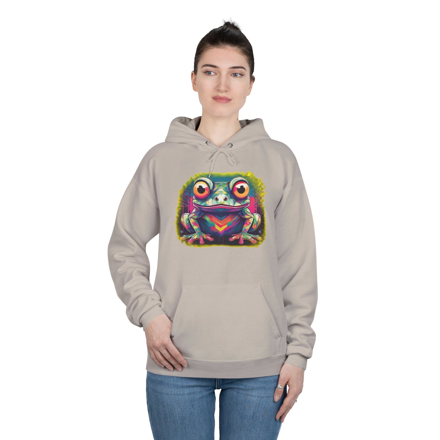 Geo Neon Tree Frog Hoodie | Cute Frog Gift | Nature Lover Sweatshirt | Eco Hoodie | Pacific NW Gear Co