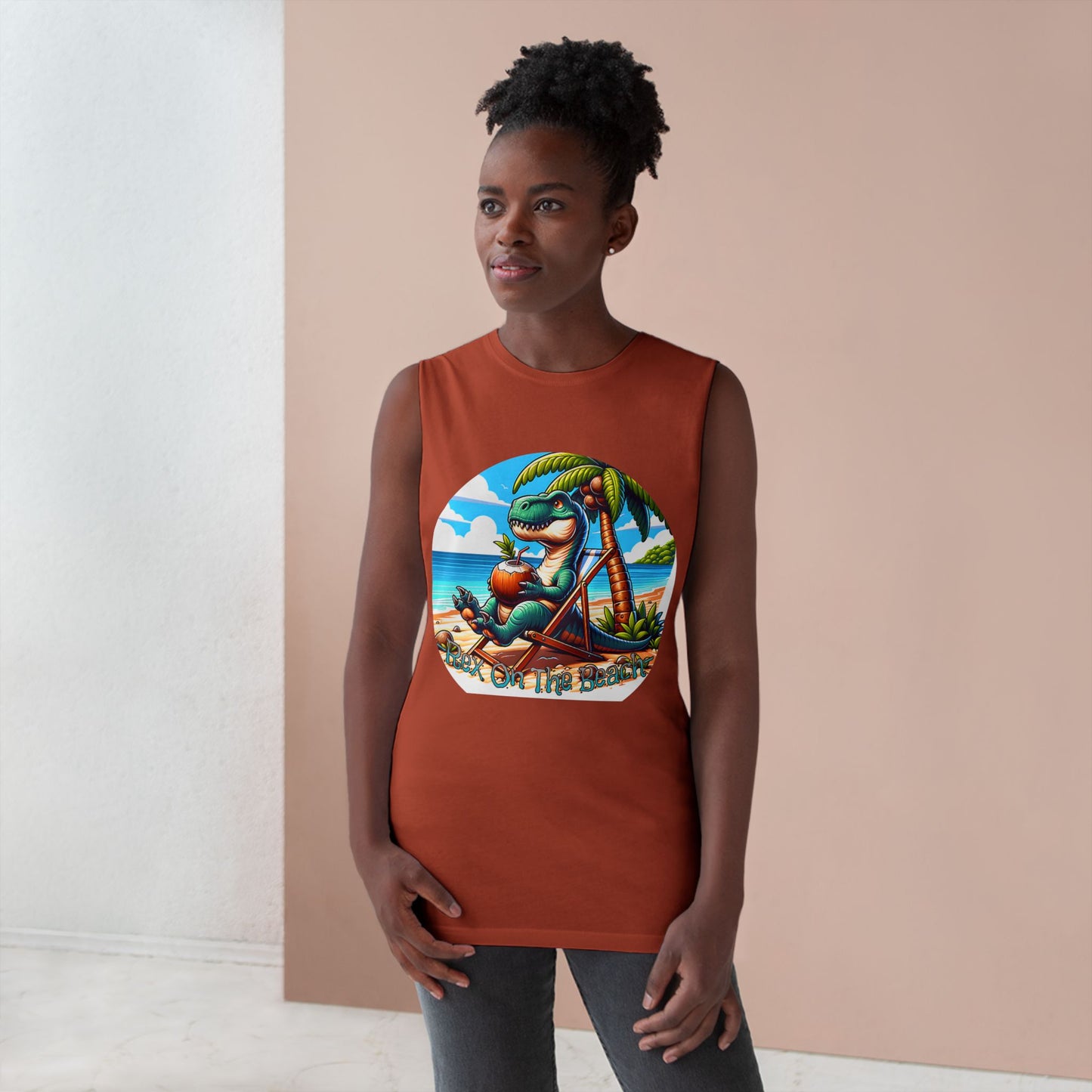 Rex On The Beach Tank Top | Funny T-Rex Shirt | Beach Vacation Tee | Dinosaur Gift | Pacific NW Gear Co.