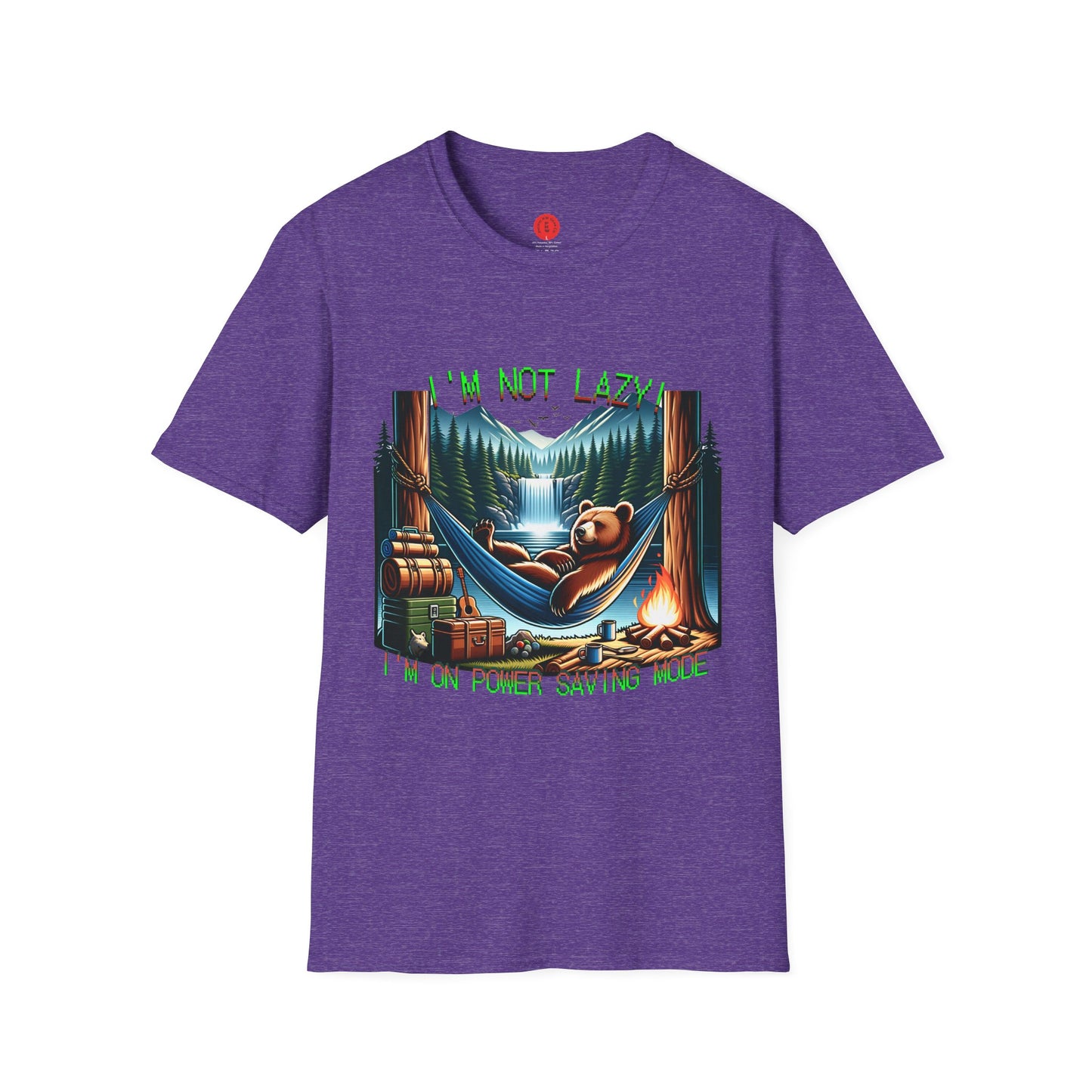 Lazy Bear Camp Tee | Funny Bear Shirt | I'm Not Lazy, I'm On Power Saving Mode! | Relaxed Fit Tee | Pacific NW Gear Co.